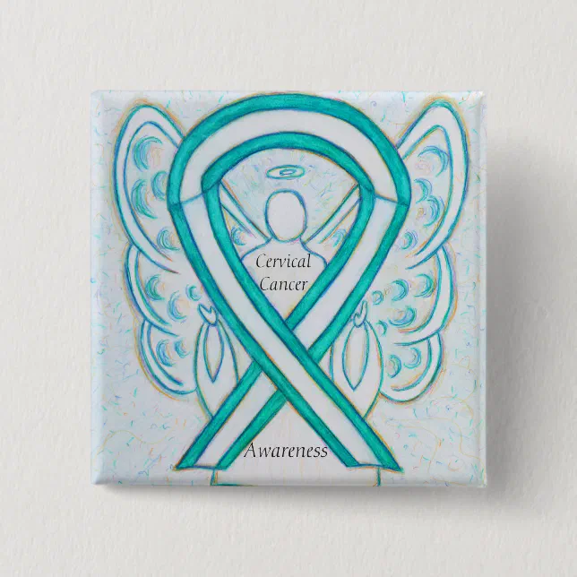 Cervical Cancer Angel Awareness Ribbon Pins | Zazzle