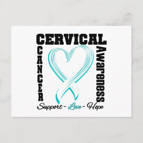 Cervical Cancer Awareness Brushed Heart Ribbon Postcard