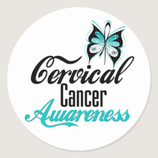 Cervical Cancer Awareness Butterfly Classic Round Sticker
