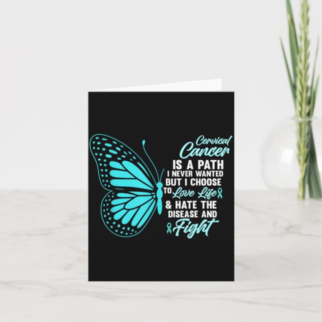 Cervical Cancer Awareness Butterfly Quote Suprt  Card (Front)