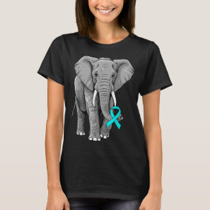 Cervical Cancer Awareness Elephant Ribbon Teal Men T-Shirt