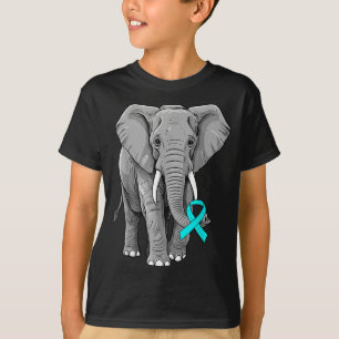 Cervical Cancer Awareness Elephant Ribbon Teal Men T-Shirt