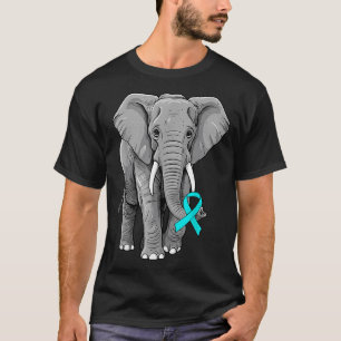 Cervical Cancer Awareness Elephant Ribbon Teal Men T-Shirt