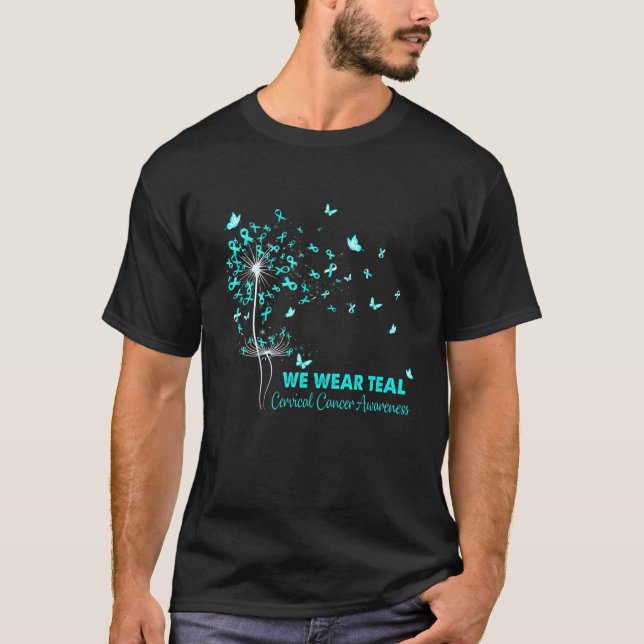Cervical Cancer Awareness Faith Hope Love Dandelio T-Shirt (Front)