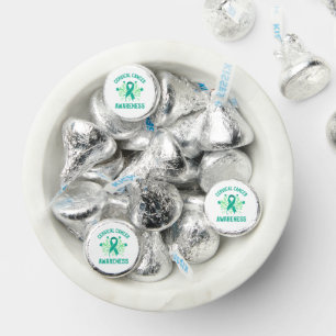Cervical Cancer Awareness Floral Teal Ribbon Hershey®'s Kisses®