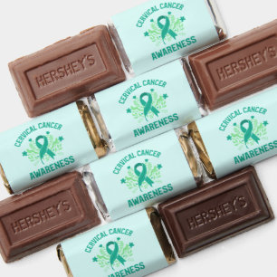 Cervical Cancer Awareness Floral Teal Ribbon Hershey's Miniatures
