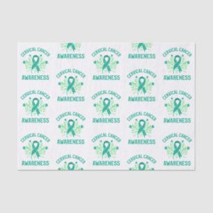 Cervical Cancer Awareness Floral Teal Ribbon Tissue Paper