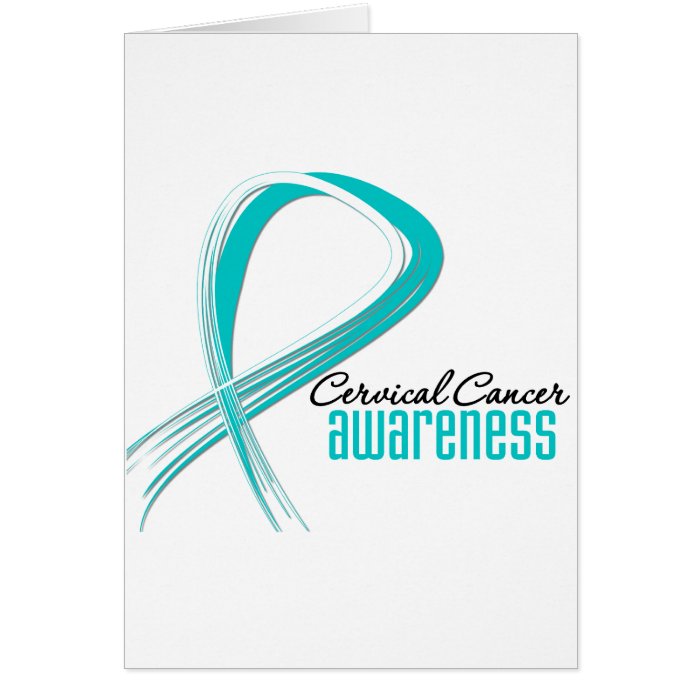 Cervical Cancer  Awareness Grunge Ribbon Greeting Card