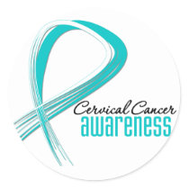 Cervical Cancer  Awareness Grunge Ribbon Classic Round Sticker