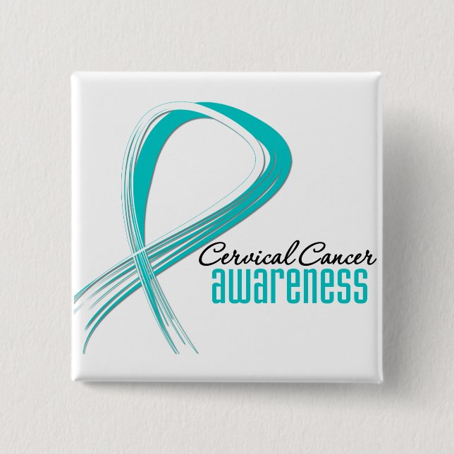 Cervical Cancer  Awareness Grunge Ribbon Pinback Button (Front)