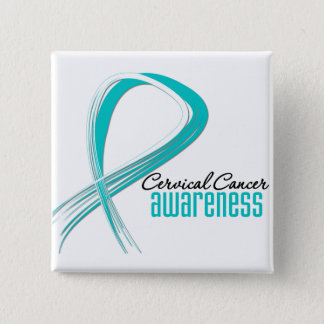 Cervical Cancer  Awareness Grunge Ribbon Pinback Button