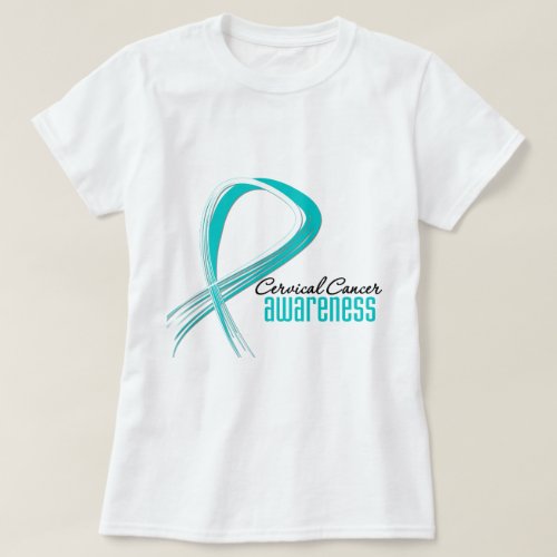 Cervical Cancer  Awareness Grunge Ribbon T_Shirt