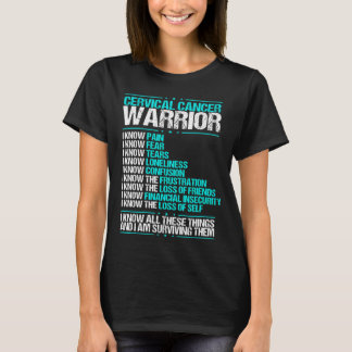 Cervical Cancer Awareness I know Pain Teal Ribbon T-Shirt