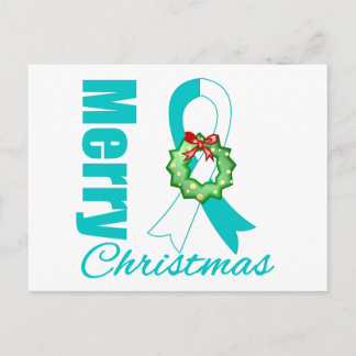 Cervical Cancer Awareness Merry Christmas Ribbon Holiday Postcard