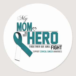 Cervical Cancer Awareness: mom Classic Round Sticker
