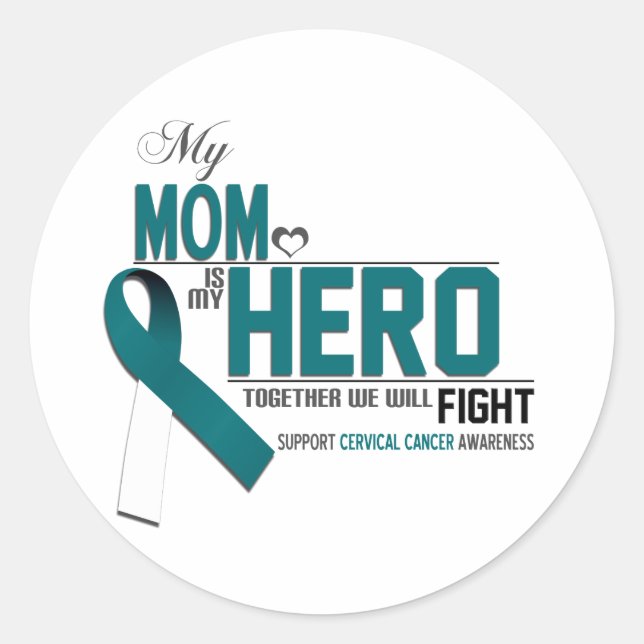Cervical Cancer Awareness: mom Classic Round Sticker (Front)