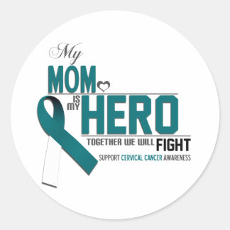 Cervical Cancer Awareness: mom Classic Round Sticker