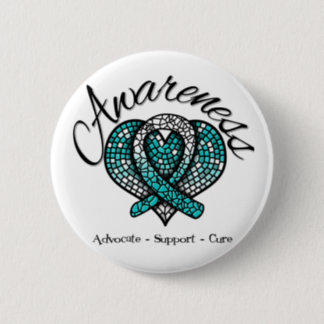 Cervical Cancer Awareness Mosaic Heart Pinback Button