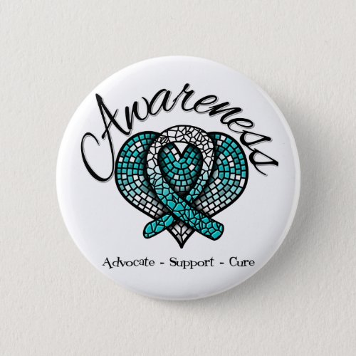 Cervical Cancer Awareness Mosaic Heart Pinback Button