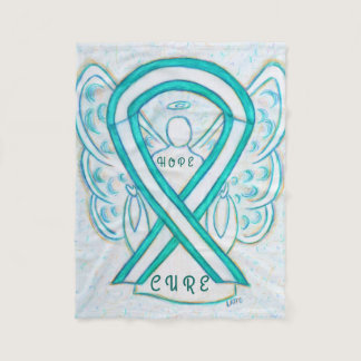 Cervical Cancer Awareness Ribbon Angel Blanket