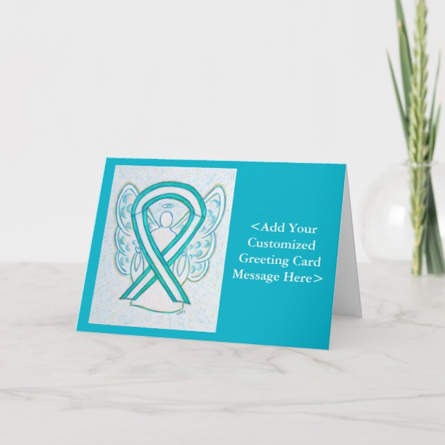 Cervical Cancer Awareness Ribbon Angel Cards (Front)