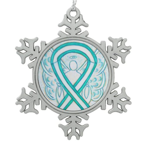 Cervical Cancer Awareness Ribbon Angel Ornament