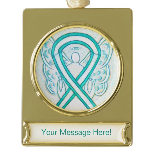 Cervical Cancer Awareness Ribbon Angel Ornament
