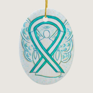 Cervical Cancer Awareness Ribbon Angel Ornament