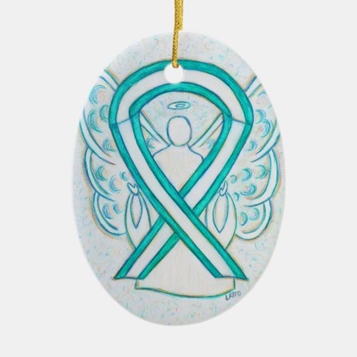 Cervical Cancer Awareness Ribbon Angel Ornament