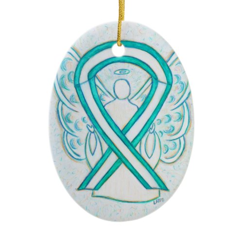 Cervical Cancer Awareness Ribbon Angel Ornament