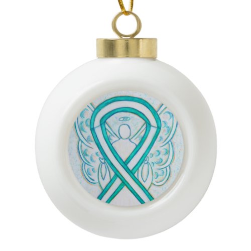 Cervical Cancer Awareness Ribbon Angel Ornaments