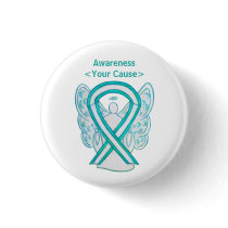 Cervical Cancer Awareness Ribbon Angel Pin Button