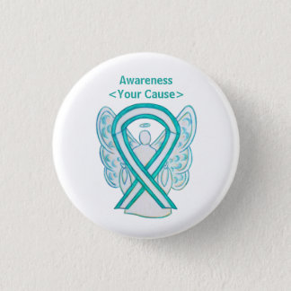 Cervical Cancer Awareness Ribbon Angel Pin Button