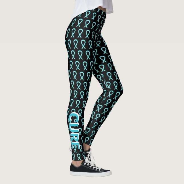 Cervical Cancer Awareness Ribbon Art Leggings (Right)