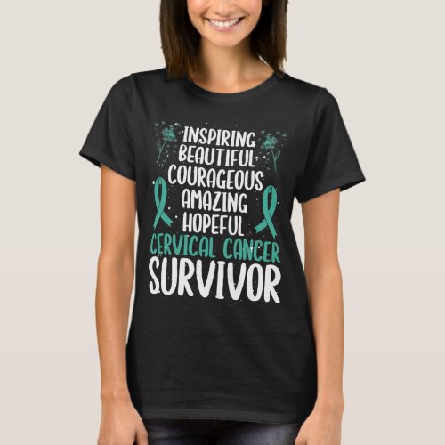Cervical Cancer Awareness Ribbon Cancer Survivor T_Shirt