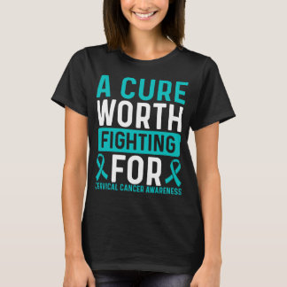 Cervical Cancer Awareness Ribbon Cure Survivor T-Shirt