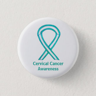 Cervical Cancer Awareness Ribbon Custom Button Pin