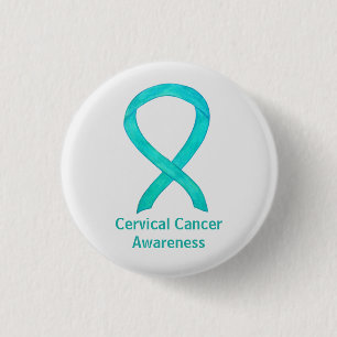 Cervical Cancer Awareness Ribbon Custom Button Pin