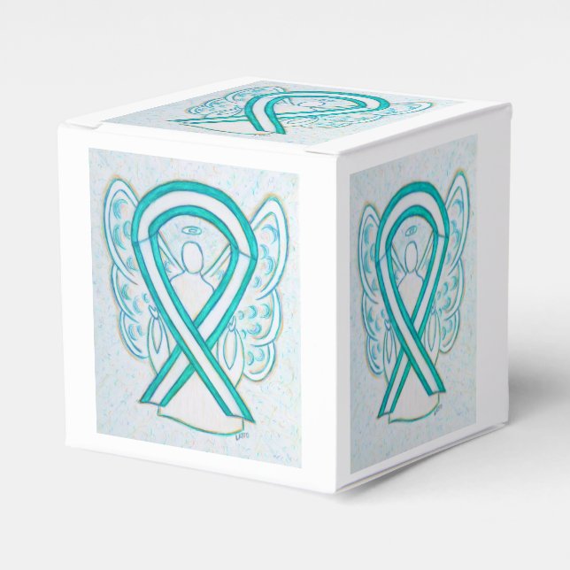 Cervical Cancer Awareness Ribbon Party Favor Box (Front Side)