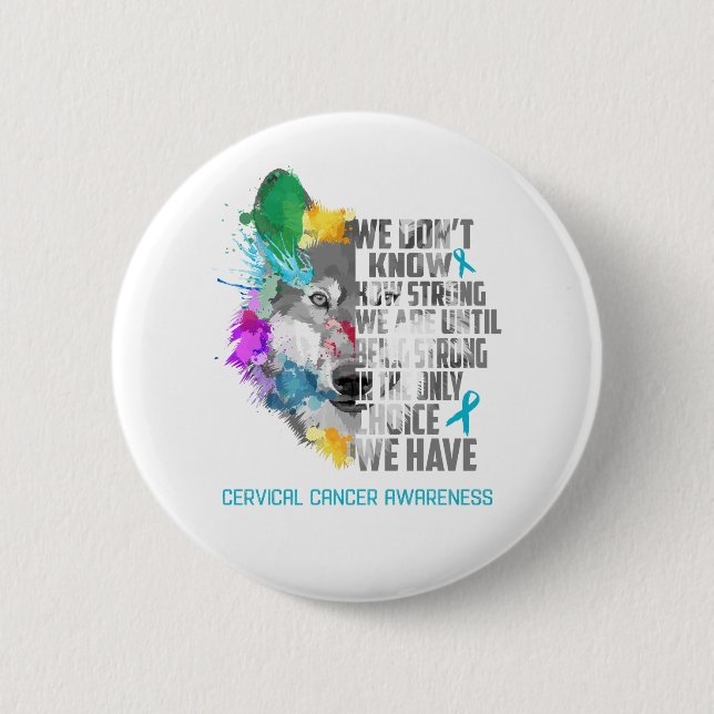Cervical Cancer Awareness Ribbon Support Gifts Button (Front)