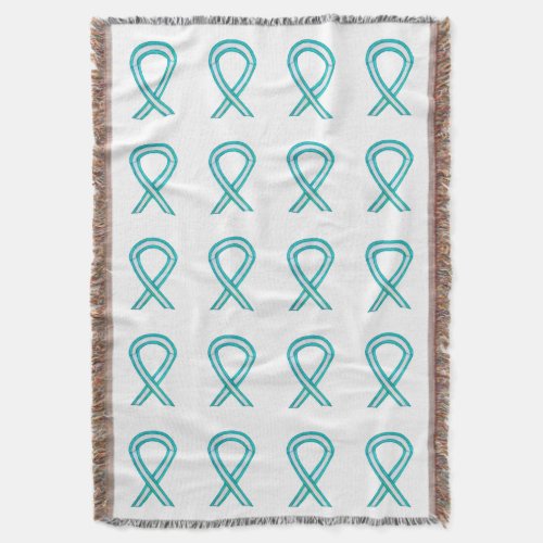 Cervical Cancer Awareness Ribbon Throw Blankets