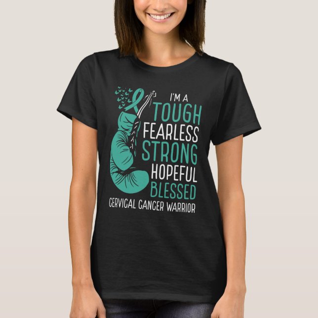 Cervical Cancer Awareness Ribbon Warrior Survivor T-Shirt (Front)