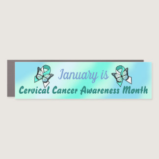 Cervical Cancer Awareness Ribbons Butterflies Car Magnet