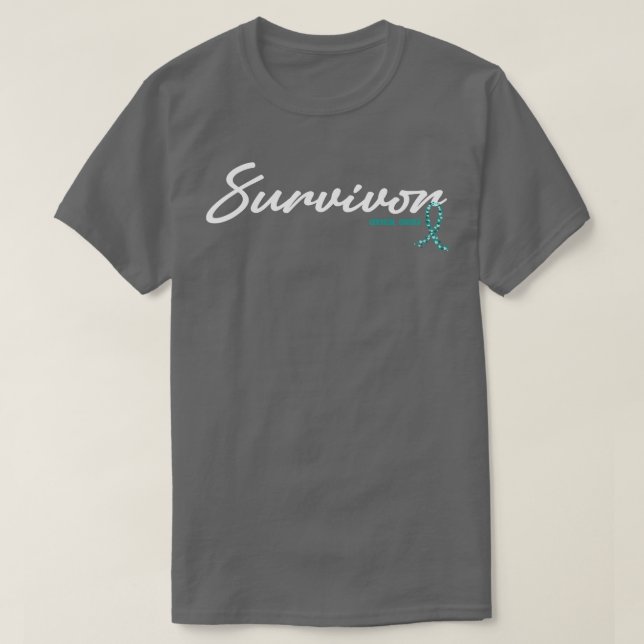 Cervical Cancer Awareness Survivor Glitter Ribbon  T-Shirt (Design Front)