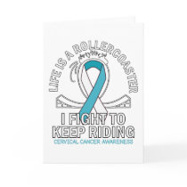 Cervical cancer awareness white teal ribbon card