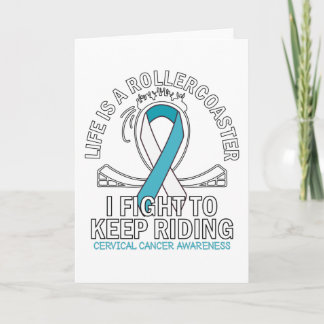 Cervical cancer awareness white teal ribbon card