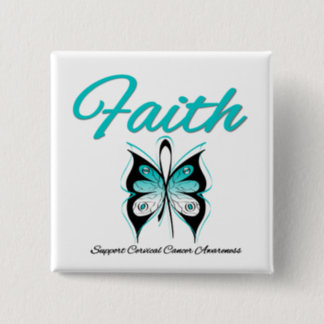 Cervical Cancer Faith Butterfly Ribbon Pinback Button