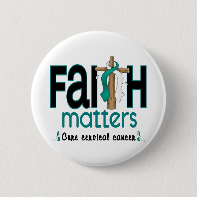 Cervical Cancer Faith Matters Cross 1 Button (Front)