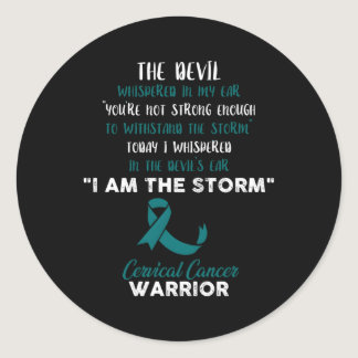 Cervical Cancer Fight Cancer Ribbon Classic Round Sticker