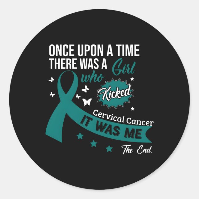 Cervical Cancer Fight Cancer Ribbon Classic Round Sticker (Front)